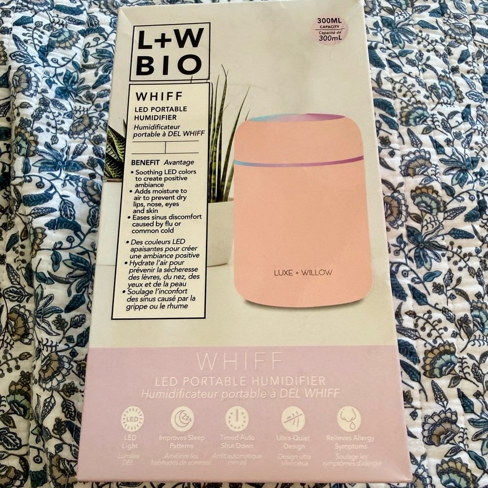 Luxe + Willow Pink LED Portable Humidifier